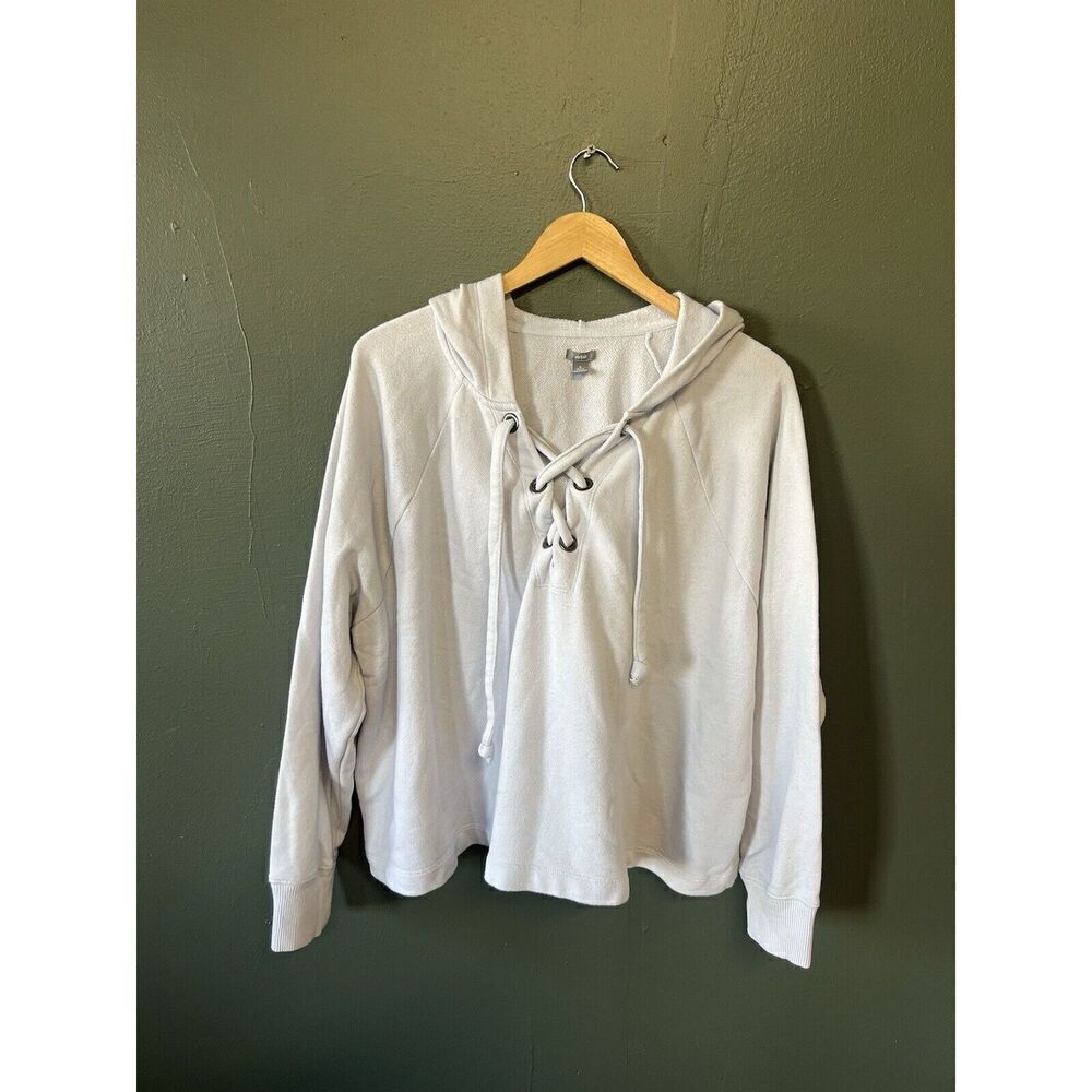 Aerie Womens Gray Oversized Pullover Hooded Sweatshirt Size XL